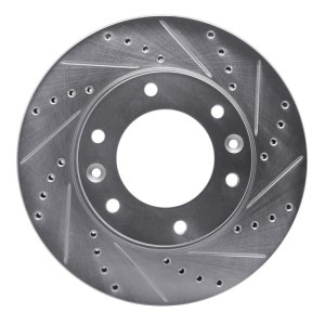 Hyundai Entourage Brake Rotor (1) - Front Right - R1 Concepts - Drilled & Slotted - Silver - `06-`14